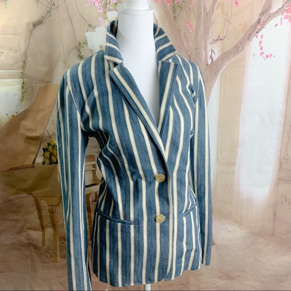 Lafayette 148 New York Briallen Sonoran-Striped Two-Button Cotton Blazer - Picture 5 of 13